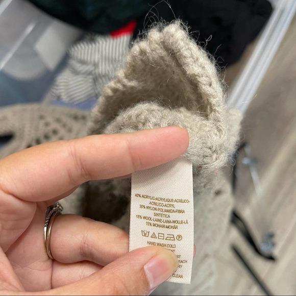 free people mohair wool cable knit fluff chunky open knit sweater size medium - Picture 3 of 5